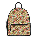 Donuts Pattern Print Leather Backpack
