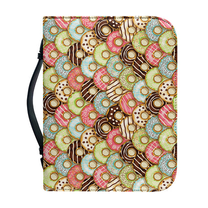Donuts Pattern Print Leather Bible Cover
