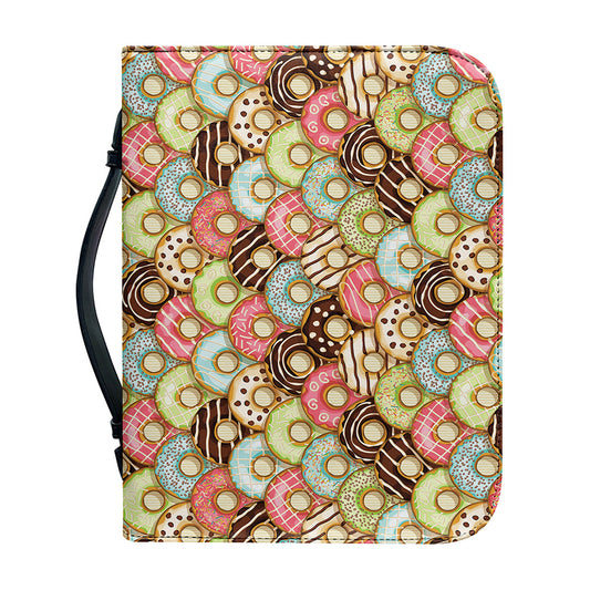 Donuts Pattern Print Leather Bible Cover