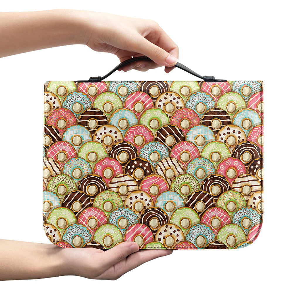 Donuts Pattern Print Leather Bible Cover