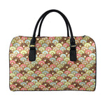 Donuts Pattern Print Leather Duffle Bag