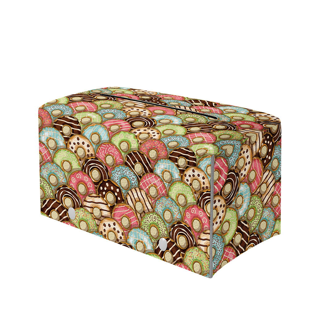 Donuts Pattern Print Leather Tissue Box Cover