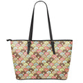 Donuts Pattern Print Leather Tote Bag With Zipper