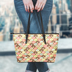 Donuts Pattern Print Leather Tote Bag