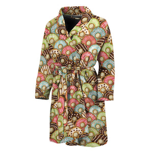 Donuts Pattern Print Men's Bathrobe