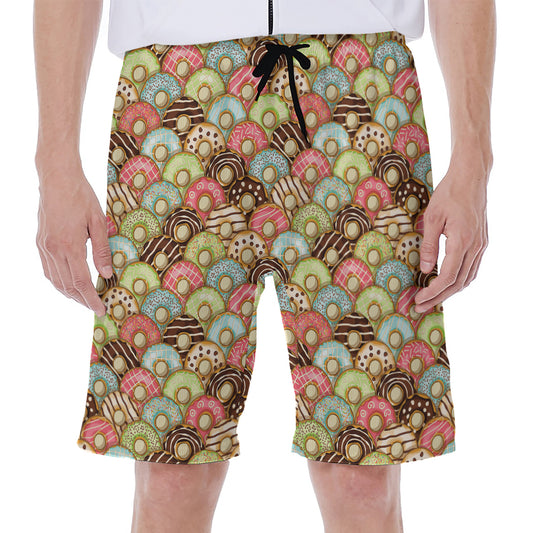 Donuts Pattern Print Men's Beach Shorts