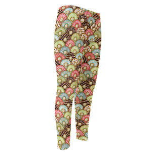 Donuts Pattern Print Men's Compression Pants