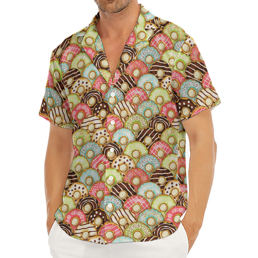 Donuts Pattern Print Men's Deep V-Neck Shirt