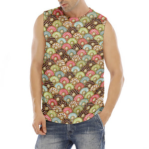 Donuts Pattern Print Men's Fitness Tank Top