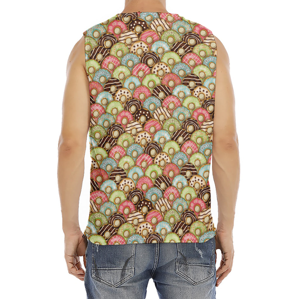 Donuts Pattern Print Men's Fitness Tank Top