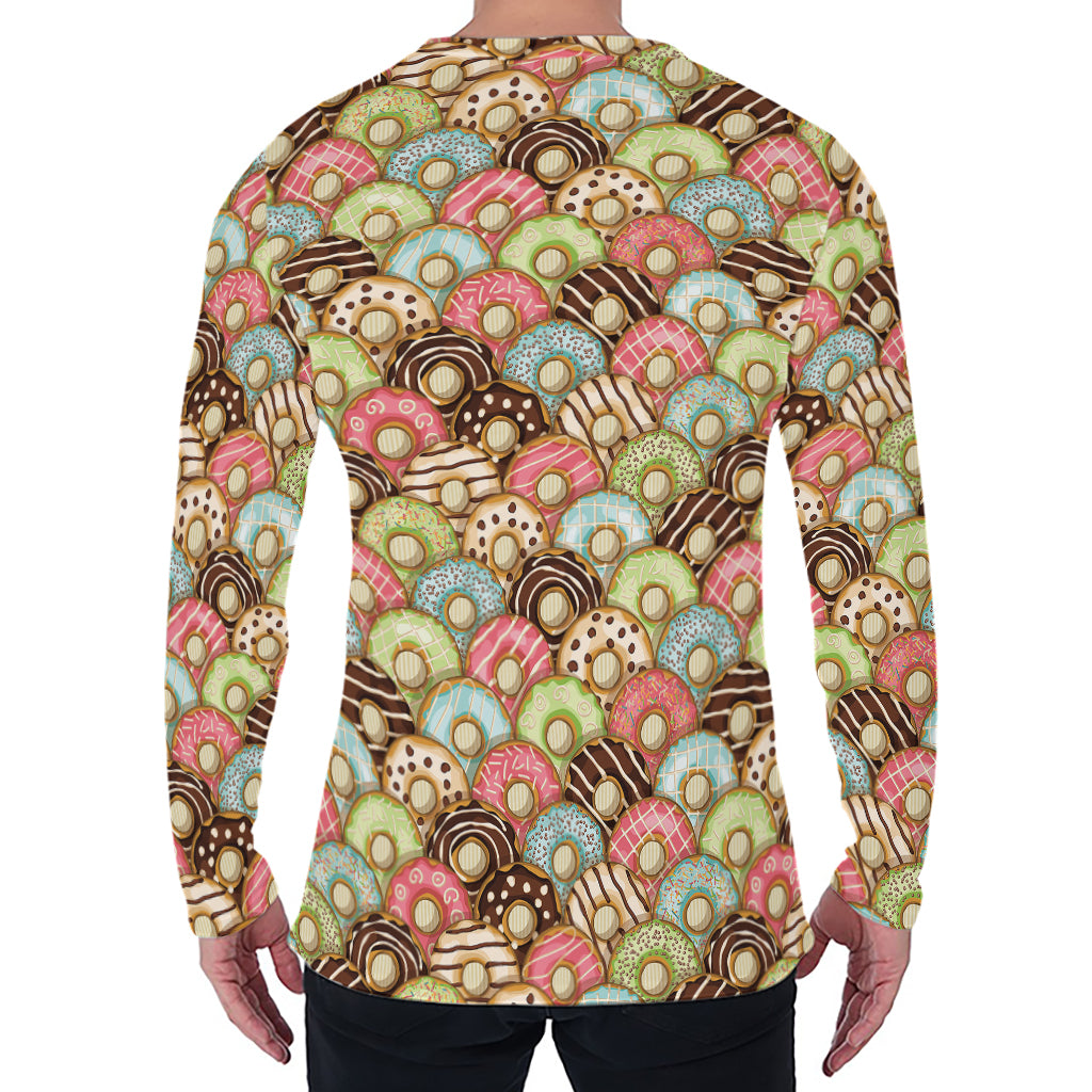 Donuts Pattern Print Men's Long Sleeve T-Shirt