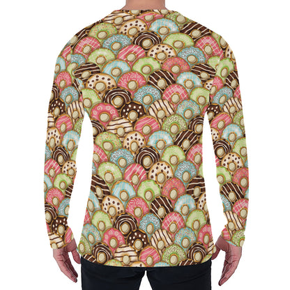 Donuts Pattern Print Men's Long Sleeve T-Shirt