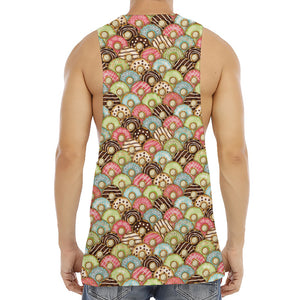 Donuts Pattern Print Men's Muscle Tank Top