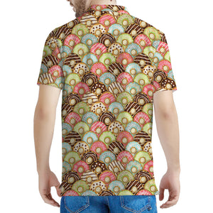 Donuts Pattern Print Men's Polo Shirt