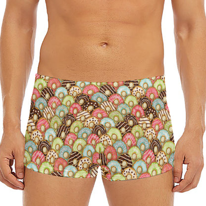 Donuts Pattern Print Men's Short Boxer Briefs