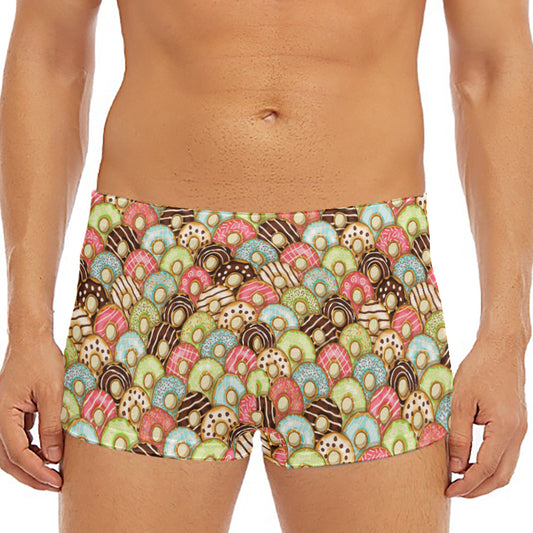 Donuts Pattern Print Men's Short Boxer Briefs