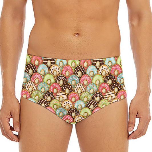 Donuts Pattern Print Men's Triangle Swim Briefs