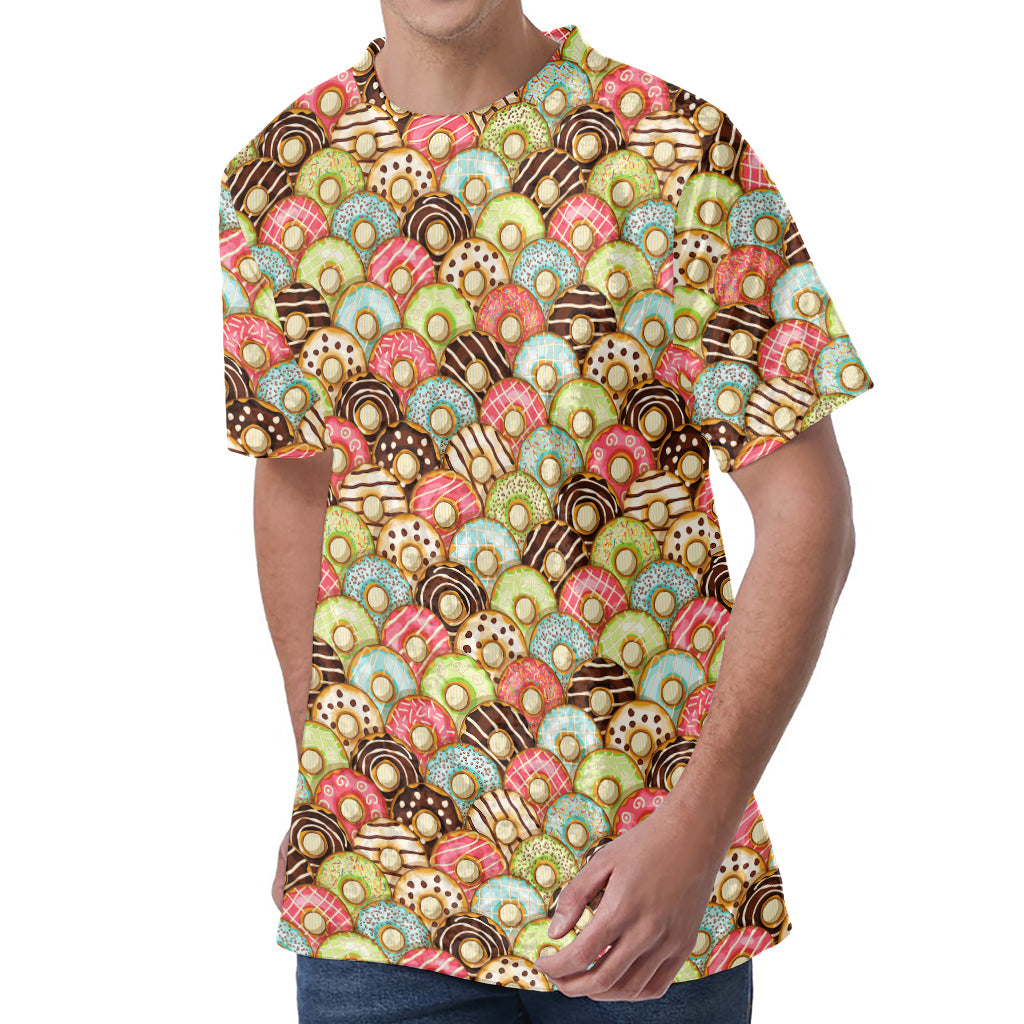 Donuts Pattern Print Men's Velvet T-Shirt