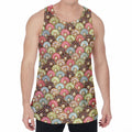 Donuts Pattern Print Men's Velvet Tank Top