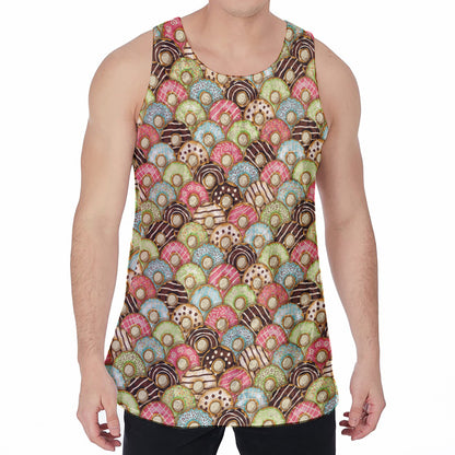 Donuts Pattern Print Men's Velvet Tank Top