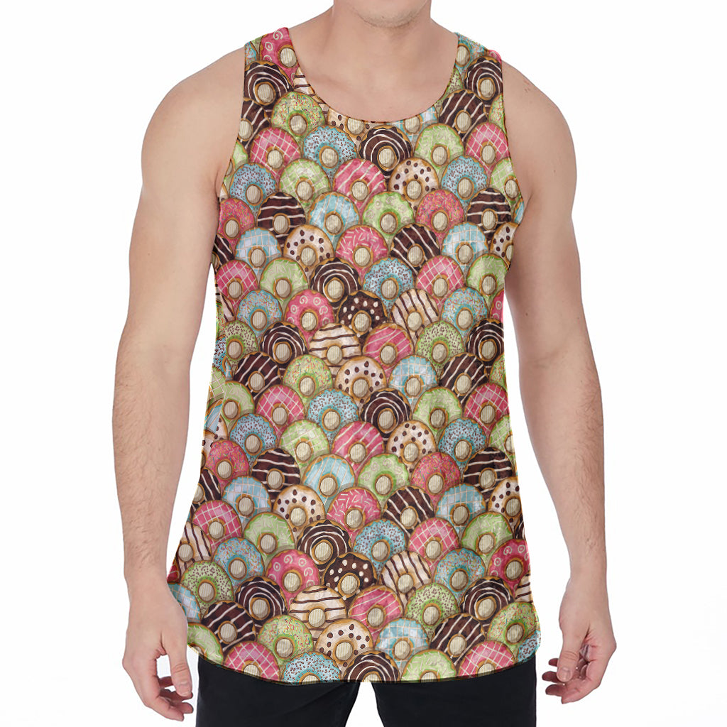 Donuts Pattern Print Men's Velvet Tank Top