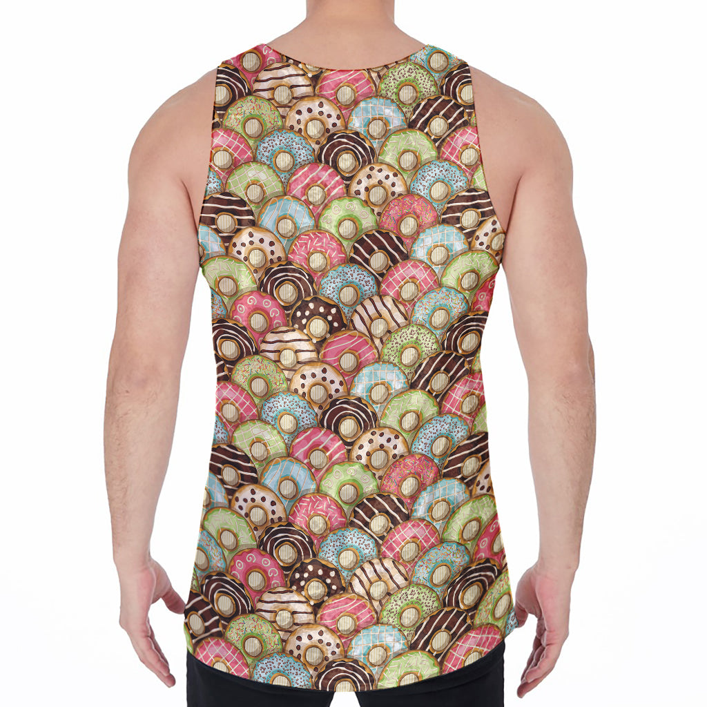 Donuts Pattern Print Men's Velvet Tank Top