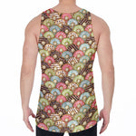 Donuts Pattern Print Men's Velvet Tank Top