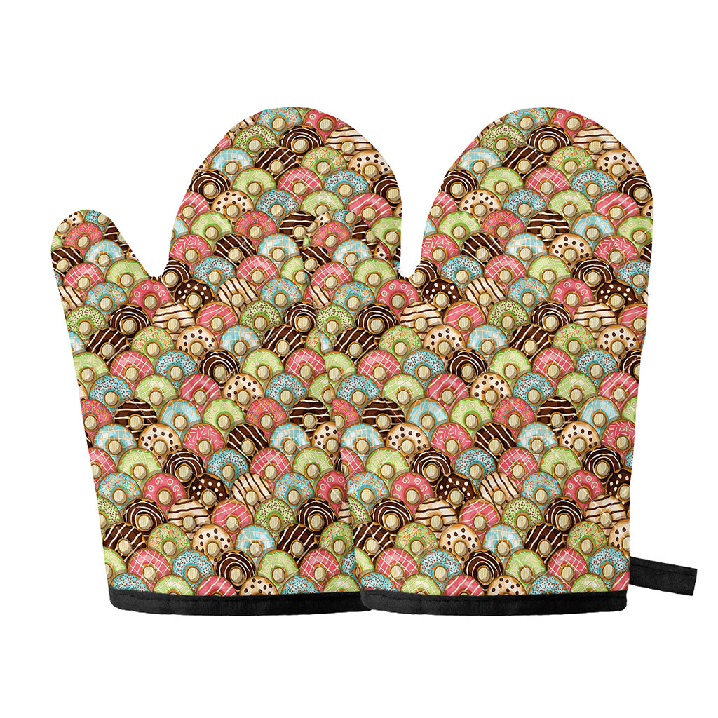 Donuts Pattern Print Oven Mitts