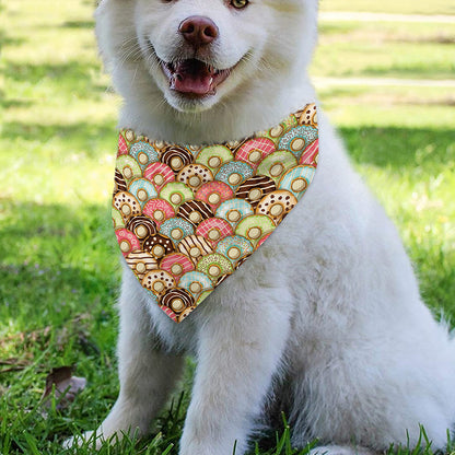 Donuts Pattern Print Over The Collar Dog Bandana