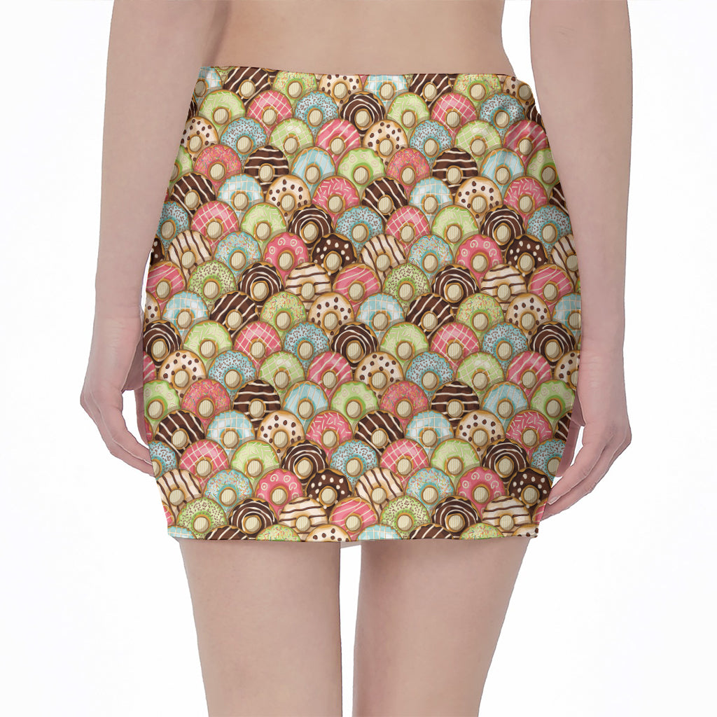 Donuts Pattern Print Pencil Mini Skirt