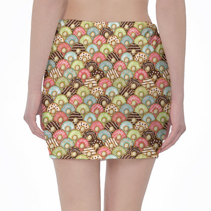 Donuts Pattern Print Pencil Mini Skirt