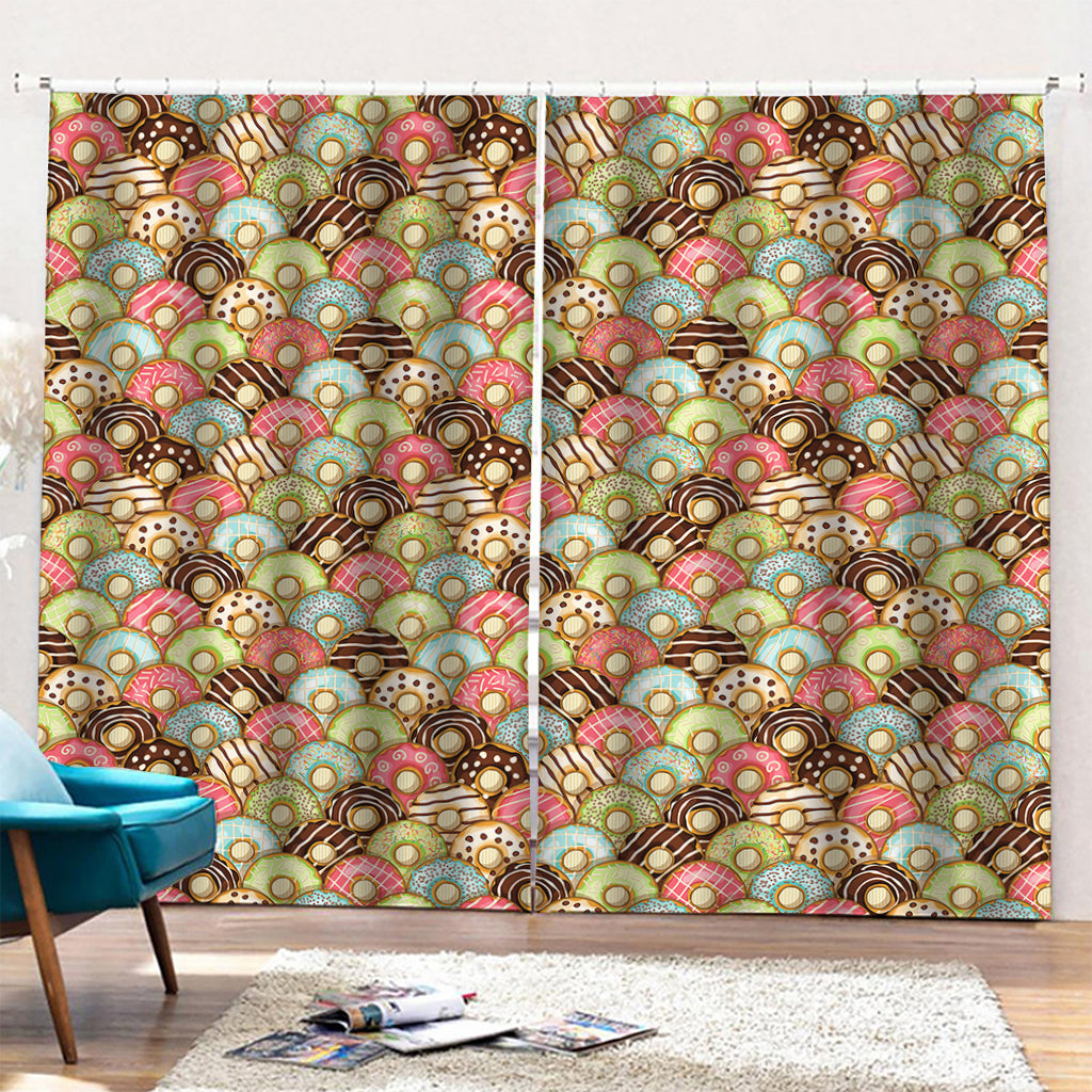 Donuts Pattern Print Pencil Pleat Curtains