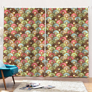 Donuts Pattern Print Pencil Pleat Curtains