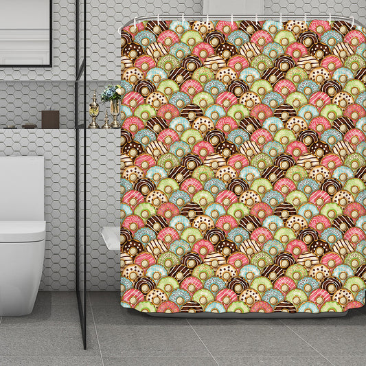 Donuts Pattern Print Polyester Shower Curtain