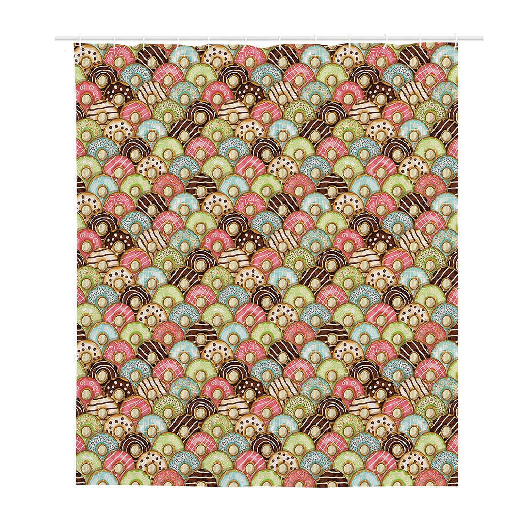 Donuts Pattern Print Polyester Shower Curtain