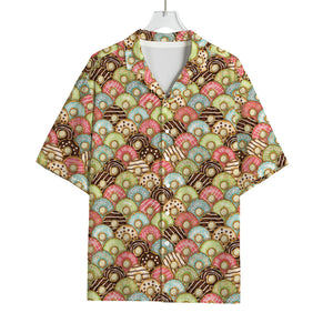 Donuts Pattern Print Rayon Hawaiian Shirt