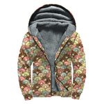 Donuts Pattern Print Sherpa Lined Zip Up Hoodie