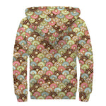 Donuts Pattern Print Sherpa Lined Zip Up Hoodie