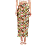 Donuts Pattern Print Side Slit Maxi Skirt