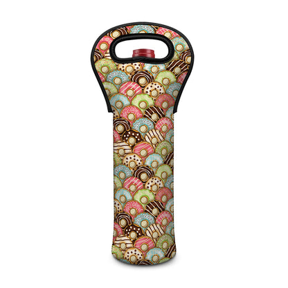 Donuts Pattern Print Single Neoprene Wine Tote