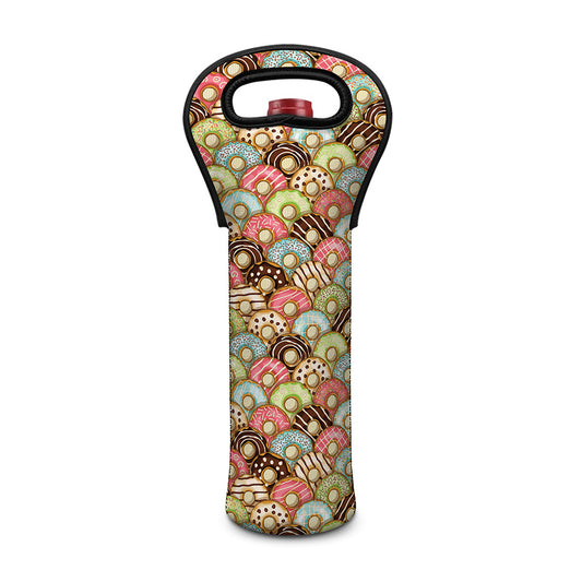 Donuts Pattern Print Single Neoprene Wine Tote