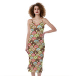 Donuts Pattern Print Slim Fit Midi Cami Dress