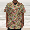 Donuts Pattern Print Textured Short Sleeve Shirt