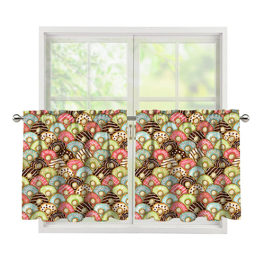 Donuts Pattern Print Tier Curtains