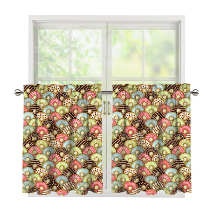 Donuts Pattern Print Tier Curtains