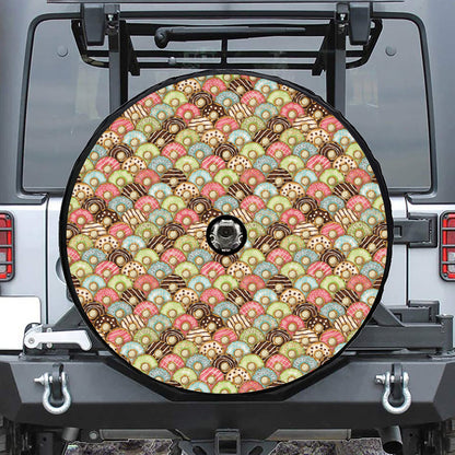 Donuts Pattern Print Tire Cover With Camera Hole