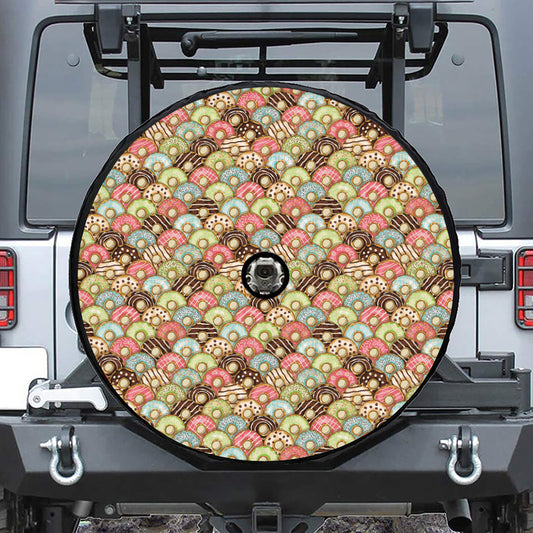 Donuts Pattern Print Tire Cover With Camera Hole