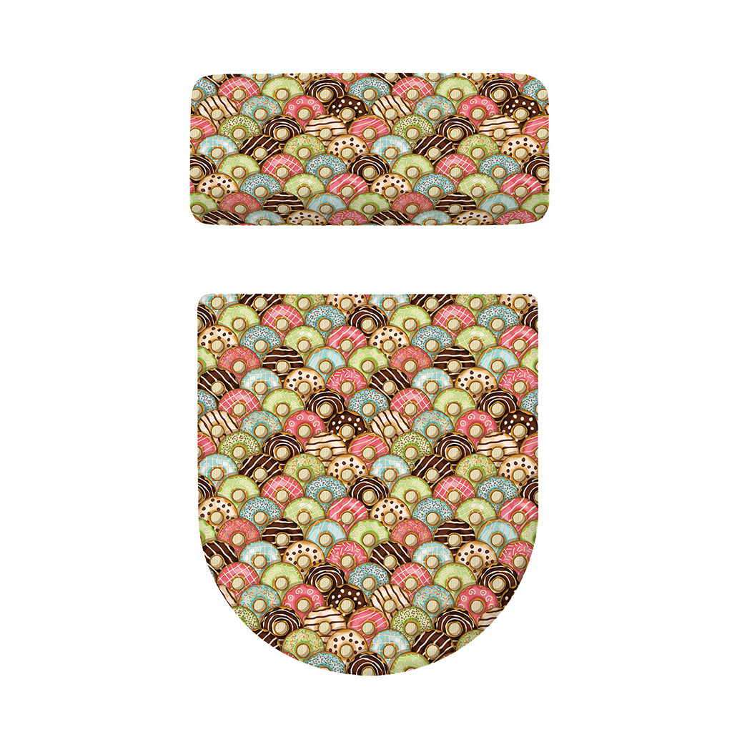Donuts Pattern Print Toilet Lid And Tank Cover Set