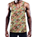 Donuts Pattern Print Men's Workout Tank Top