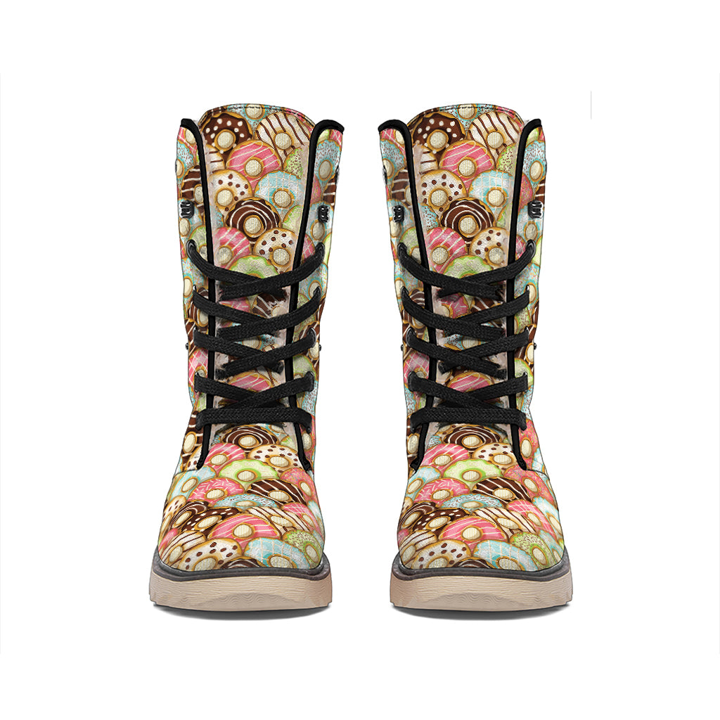 Donuts Pattern Print Winter Boots